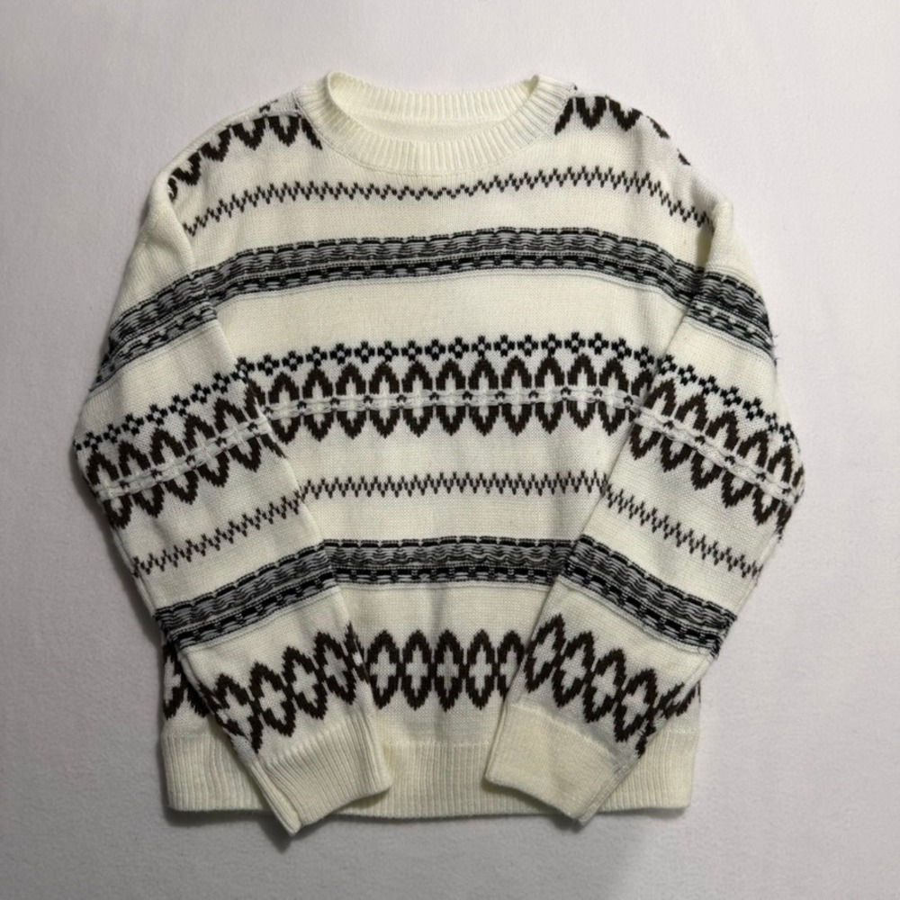 SHEIN Patterned Sweater Ivory Women's Medium